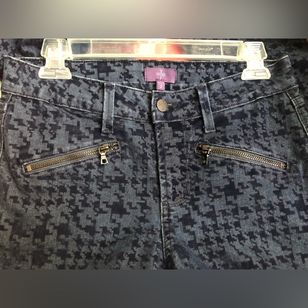 NYDJ Mid Rise Super Skinny Stretch Houndstooth Print Jeans Size 2